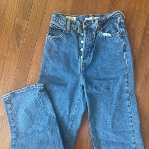 LEVI’S Ribcage Straight Ankle Jean High Waist Women’s 26 Blue Button Fly